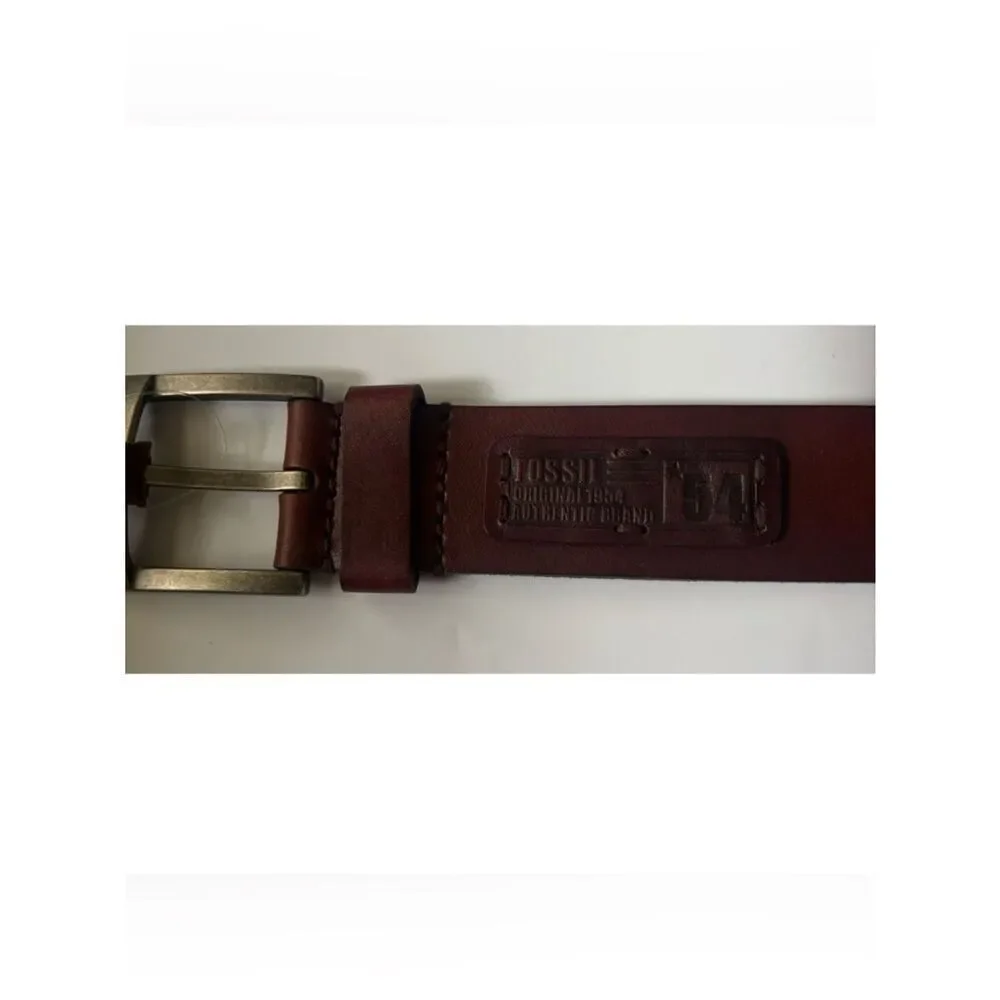 Vintage Fossil Even Patch Insert Brown Belt Size 40~ New